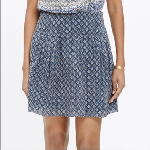 Madewell Dresses & Skirts - Madewell blue micro print printed silk mini skirt sz 4 | soft girl romantic